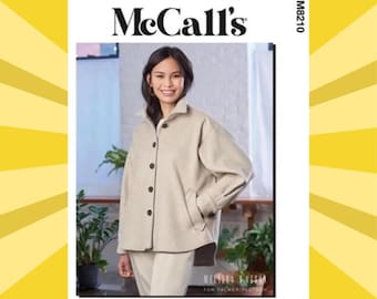 Patrón de costura para chaqueta de mujer - Tallas 16 18 20 22 24 - Cierre de botones, hombros caídos - Sin cortar F/F - McCalls 8210 M8210