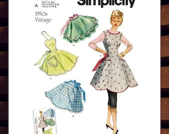 Sewing Pattern for Womens Aprons - Size S M L (10-20) Full & Half Aprons - UNCUT F/F - 1950s Vintage Simplicity 9311 S9311