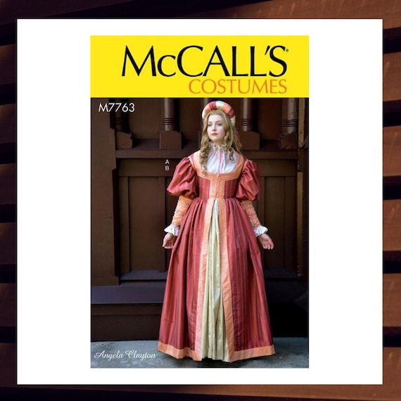 Sewing Pattern for Womens Renaissance Costume - Size 6 8 10 12 14 or 14 16 18 20 22 Lined Dress & Skirt - UNCUT F/F - McCalls 7763 M7763