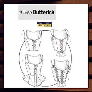 Sewing Pattern for Womens Corsets - Size 6 8 10 12 or 14 16 18 20 Historical Corsets, Lacing &  Peplums - UNCUT F/F - Butterick 4669 B4669