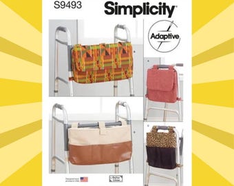 Easy Sewing Pattern for Walker Bags and Organizers, Easy to Attach Hands Free Storage - UNCUT F/F - Simplicity 9493 S9493