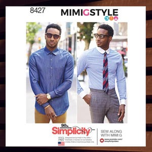 Sewing Pattern for Mens Dress Shirts - Size 34 36 38 40 42 or 44 46 48 50 52 Fitted, French Cuffs - UNCUT F/F - Simplicity 8427 S8427