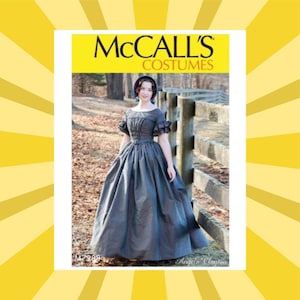 Sewing Pattern for Womens Historical 1840s Dress - Size 6 8 10 12 14 or 14 16 18 20 22 Floor Length - UNCUT F/F - McCalls 7988 M7988