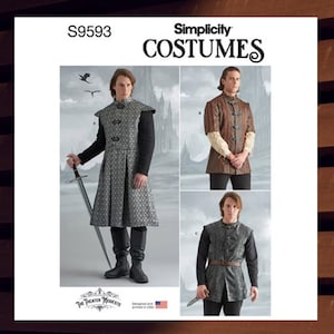 Sewing Pattern for Mens Medieval Costume - Size 38 40 42 44 or 46 48 50 52 Coat, Jacket, Vest - UNCUT F/F - Simplicity 9593 S9593