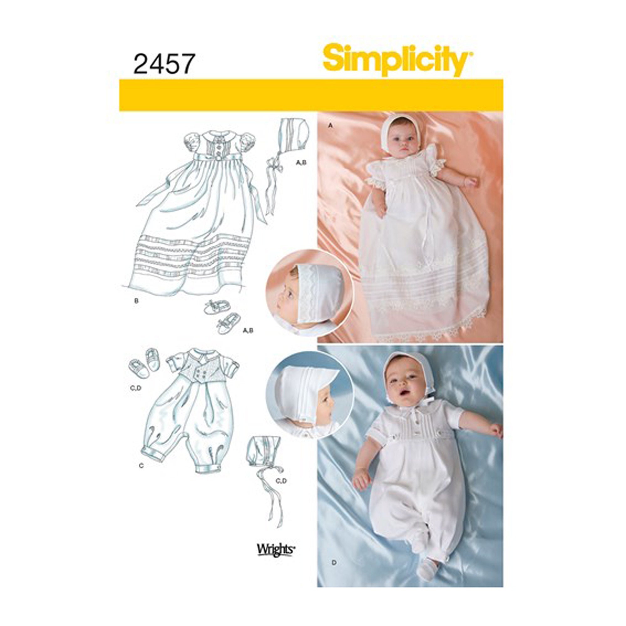 8853 Simplicity Sewing Pattern Christening Gown Coat Slip Bonnet Dress  Vintage | eBay