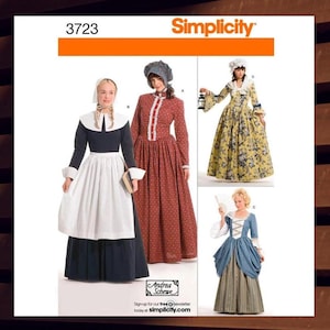 Sewing Pattern for Womens Pioneer, Colonial, Puritan Costumes - Size 6 8 10 12 - UNCUT F/F - Simplicity 3723 S3723