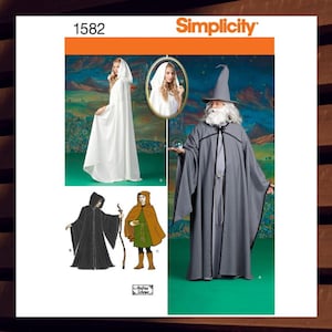 Sewing Pattern for Men and Womens Hooded Cape Costume - Size XS S M L XL - Wizard, Grim Reaper - UNCUT F/F - Simplicity 1582 S1582