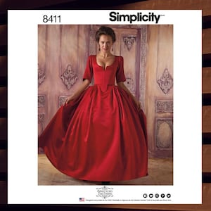 Sewing Pattern for Womens 18th Century Dress Costume - Size 6 8 10 12 14 or 14 16 18 20 22 - UNCUT F/F - Simplicity 8411 S8411