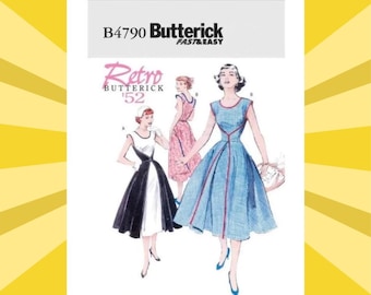 Very Easy Sewing Pattern for Womens Dress - Size 8 10 12 14 or 16 18 20 22 Front-Wrap Dress - UNCUT F/F - Retro 1952 Butterick 4790 B4790
