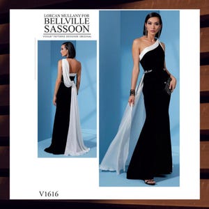 Sewing Pattern for Womens Evening Dress - Size 6 8 10 12 14 One-Shoulder Gown - UNCUT F/F - Vogue 1616 V1616