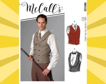 Sewing Pattern for Mens Vests - Size S M L XL 2X 3X (Chest 34"-56") All Sizes -  The Perfect Suit Vest - UNCUT F/F - McCalls 8133 M8133