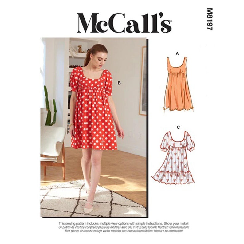 Empire Waist Baby Doll Dress Sewing Pattern for Women Etsy