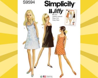 Very Easy Sewing Pattern for Womens Jiffy A-Line Dress - Size 6-14 or 14-22 - UNCUT F/F - Authentic Reproduction 1960s Simplicity 9594 S9594