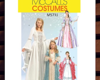 Sewing Pattern for Childrens Princess Dress - Kids 3 4 5 6 7 8 Lace Front Princess Dress w/Sleeve Options - UNCUT F/F - McCalls 5731 M5731