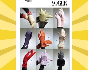 Sewing Pattern for Womens Gloves - Size Small (7"), Med (8"), L (9") 8 Styles Unlined Gloves - UNCUT F/F - Vogue 8311 V8311