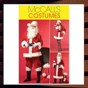 Sewing Pattern for Mens Santa Costume - Size S M L or XL 2X 3X - Coat Pants Hat Bag Boot Covers Belt Beard - UNCUT F/F - McCalls 5550 M5550