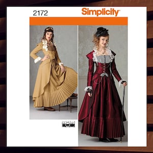 Sewing Pattern for Womens Steampunk Costume - Size 6 8 10 12 or 14 16 18 20 22 Coat, Bustier, Skirt - UNCUT F/F - Simplicity 2172 S2172