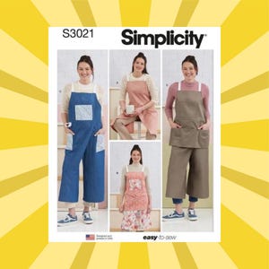 Easy Sewing Pattern for Womens Aprons and Pant Aprons - Size XS S M L XL (4-22) - UNCUT F/F - Simplicity 3021 S3021 R12148