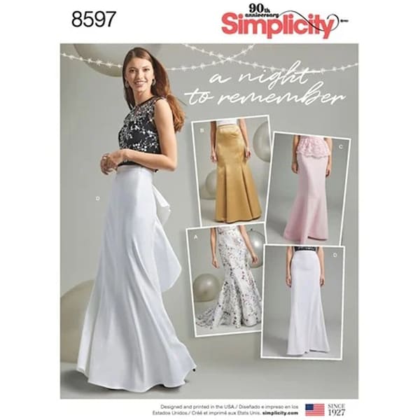 Simplicity 8597 / S8597 Sewing Pattern for Women & Women Plus Skirts - Size 8 10 12 14 16 or 18W 20W 22W 24W 26W - NEW UNCUT F/F