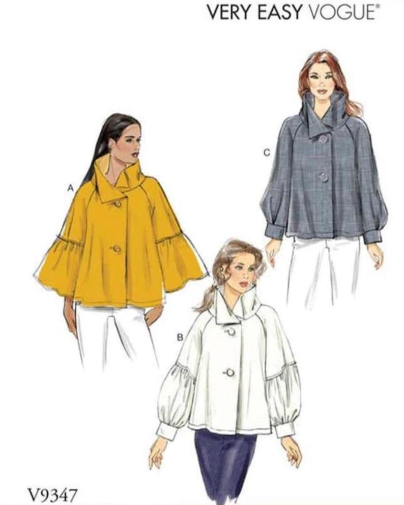 Very Easy Vogue V9347 Misses Swing Tops with Sleeve Options.  Paper Sewing Pattern, New, Uncut, Factory Folded