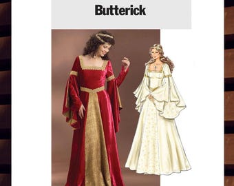 Sewing Pattern for Womens Renaissance Costume - Size 6 8 10 12 or 14 16 18 20 Fitted Maxi Dress - UNCUT F/F - Butterick 4571 B4571