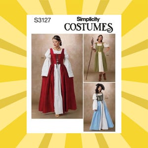 Schnittmuster für Damen Überkleid und Chemise Kostüm - Größe 8 10 12 14 16 oder 18 20 22 24 26 - UNCUT F/F - Einfachheit 3127 S3127