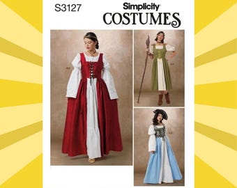 Sewing Pattern for Womens Overdress and Chemise Costume - Size 8 10 12 14 16 or 18 20 22 24 26 - UNCUT F/F - Simplicity 3127 S3127