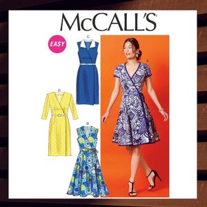 Easy Sewing Pattern for Womens Wrap Dress - Size 6 8 10 12 14 or 14 16 18 20 22 - UNCUT F/F - McCalls 6959 M6959