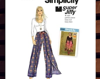 Very Easy Sewing Pattern for Womens Wrap Pants - One Size (S,M,L / 10-20) Super Jiffy Wrap & Tie Pants - UNCUT F/F - Simplicity 9595 S9595