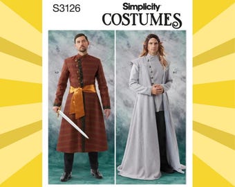 Sewing Pattern for Mens Costume Coats - Size 34 36 38 40 42 or 44 46 48 50 52 Coat in 2 Lengths & Vest - UNCUT F/F - Simplicity 3126 S3126