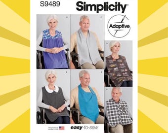 Patrón de costura muy fácil para protectores de ropa para hombre y mujer, baberos adaptables para adultos - Talla única - Sin cortar - Simplicity 9489 S9489