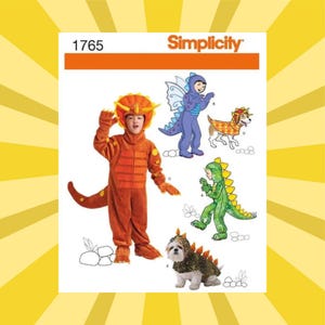 Sewing Pattern for Children & Dogs Dinosaur Costume - Size Kids 3 4 5 6 7 8 + Dogs S M L (13"-17") - UNCUT F/F - Simplicity 1765 S1765