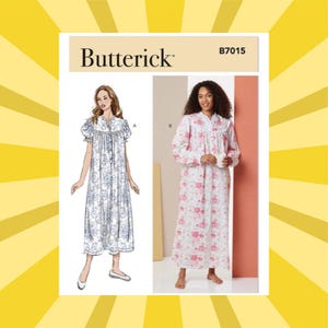 Sewing Pattern for Womens Nightgowns - Size XS S M L XL XXL (4-26) with Sleeve & Length Options - Uncut F/F - Butterick 7015 B7015