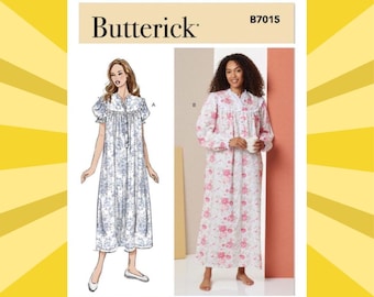 Sewing Pattern for Womens Nightgowns - Size XS S M L XL XXL (4-26) with Sleeve & Length Options - Uncut F/F - Butterick 7015 B7015
