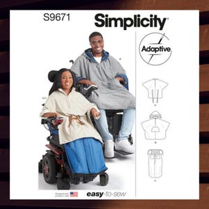 Schnittmuster für Damen & Herren Rollstuhl Accessoires - Größe S M L - Poncho, Rollstuhldecke - Uncut F/F - OOP dafür 9671 S9671
