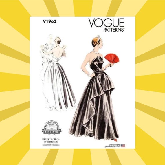 Sewing Pattern for Womens Evening Gown - Size 4-12 or 14-22 - Prom,  Homecoming - UNCUT F/F - 1948 Authentic Reproduction Vogue 1963 V1963 - Etsy