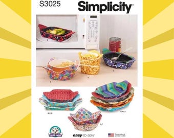 Easy Sewing Pattern for Microwavable Cup, Bowl & Casserole Cozies - UNCUT F/F - Simplicity 3025 S3025