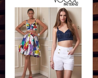 Sewing Pattern for Womens Bra Top, Shorts and Skirt - Size 6 8 10 12 14 - UNCUT F/F - Vogue 1893 V1893