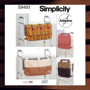 Easy Sewing Pattern for Walker Bags and Organizers, Easy to Attach Hands Free Storage - UNCUT F/F - Simplicity 9493 S9493
