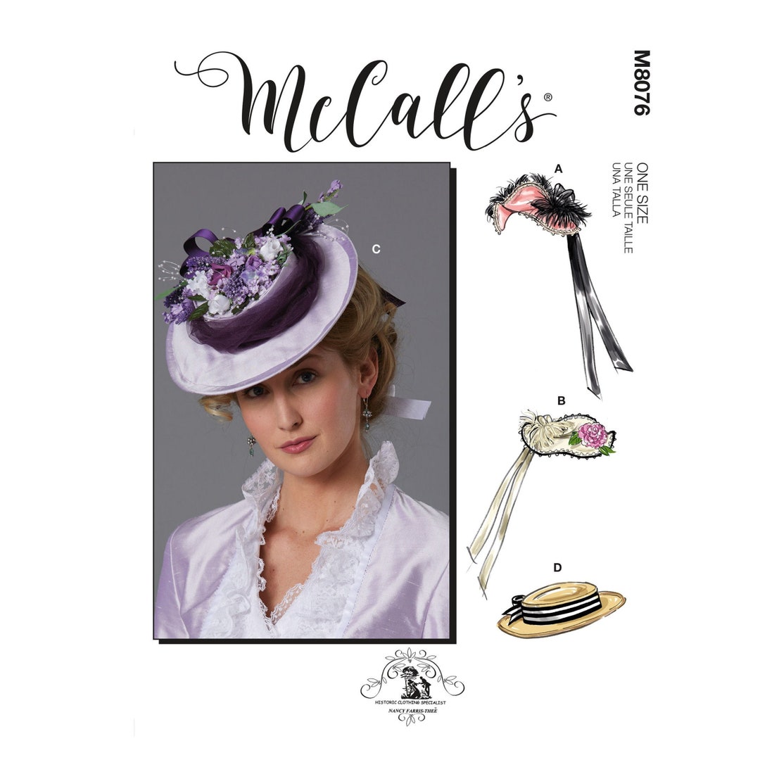 Mccalls 8076 Sewing Pattern for Womens Hats, 6 Historic Hat Styles ...