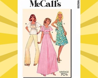Sewing Pattern for Womens Dress and Top - Size 6 8 10 12 14 or 16 18 20 22 24 - UNCUT F/F - Vintage 70s McCalls 8258 M8258
