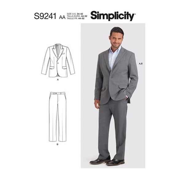 Men's Suit Jacket & Pants Sewing Pattern Simplicity - Etsy