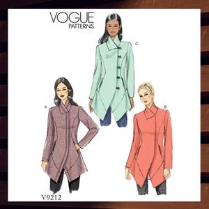 Sewing Pattern for Womens Jackets - Size 6 8 10 12 14 or 14 16 18 20 22 Lined, Shaped Hem, Stand-up Collar - UNCUT F/F - Vogue 9212 V9212