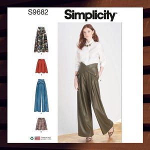 Sewing Pattern for Womens Pants & Skirts with Crossover Waistband - Size 4 6 8 10 12 - UNCUT F/F - Simplicity 9682 S9682