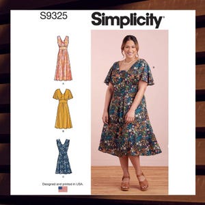Sewing Pattern for Womens Dress - Size 10 12 14 16 18 Length and Sleeve Options - UNCUT F/F - OOP Simplicity 9325 S9325