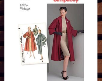 Sewing Pattern for Womens Swing Coat - Size 6 8 10 12 14 or 14 16 18 20 22 - UNCUT F/F - 1950s Vintage Simplicity 8509 S8509