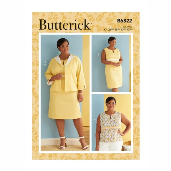 Butterick 6822 OOP Sewing Pattern for Womens Plus Dress, Jacket