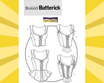 Sewing Pattern for Womens Corsets - Size 6 8 10 12 or 14 16 18 20 Historical Corsets, Lacing &  Peplums - UNCUT F/F - Butterick 4669 B4669