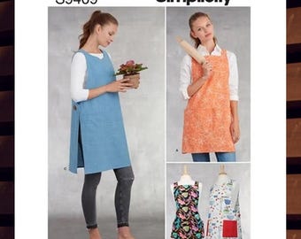 Easy Sewing Pattern for Womens Aprons - Size XS S M L XL (6-24) Indie Style Wrap Smock w/Pockets - UNCUT F/F - Simplicity 9409 S9409