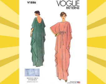 Sewing Pattern for Womens Caftan - Size XS S M L XL 2X (All Sizes 4-26) Evening Length - Uncut F/F - Reissued 1979 Vogue 1886 V1886